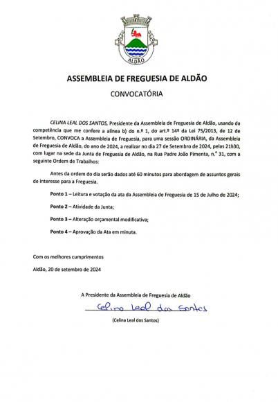 Convocat&oacute;ria - 27 de Setembro