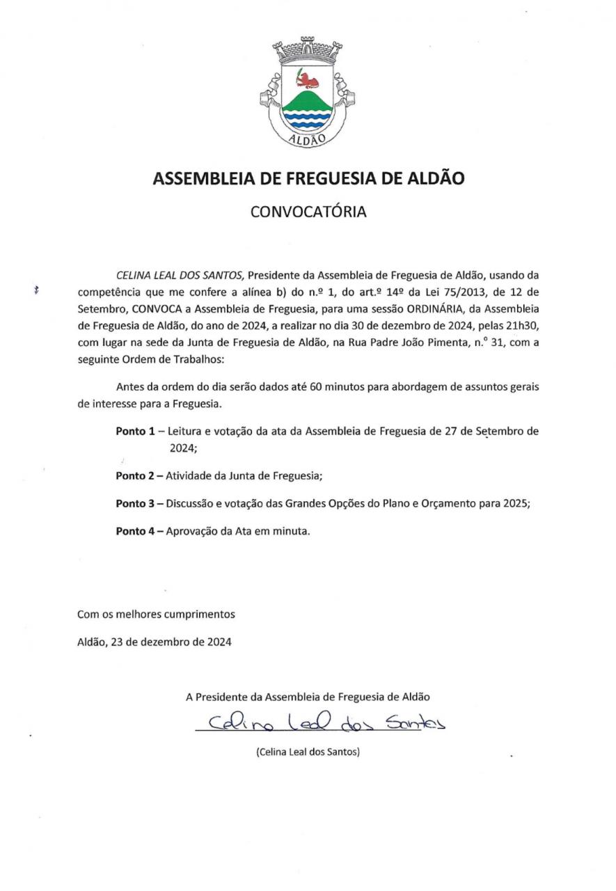 Assembleia de Freguesia - Convocatória