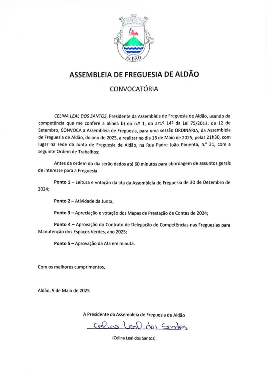 Assembleia de Freguesia - Convocatória