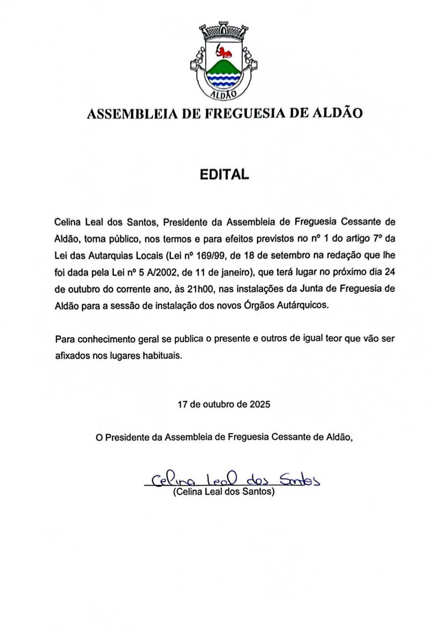 Instalação da  Assembleia de Freguesia - 2025/2029